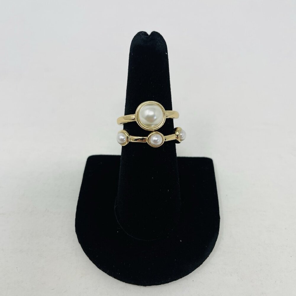 INC International Concepts Womens Size 8 2 Piece Imitation Pearl Stackable Rings